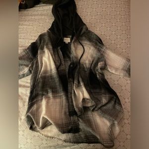 Plaid long sleeve with hood